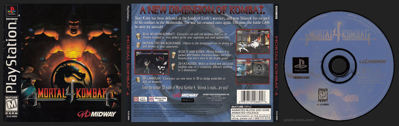 PSX PlayStation Mortal Kombat 4 Black Label Retail Release