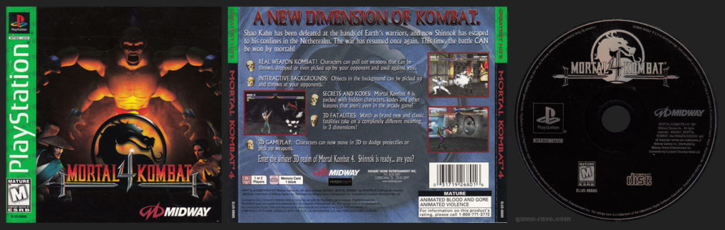 PSX PlayStation Mortal Kombat 4