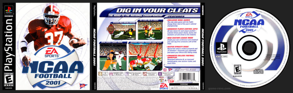 PSX PlayStation NCAA Football 2001 Black Label Retail Release