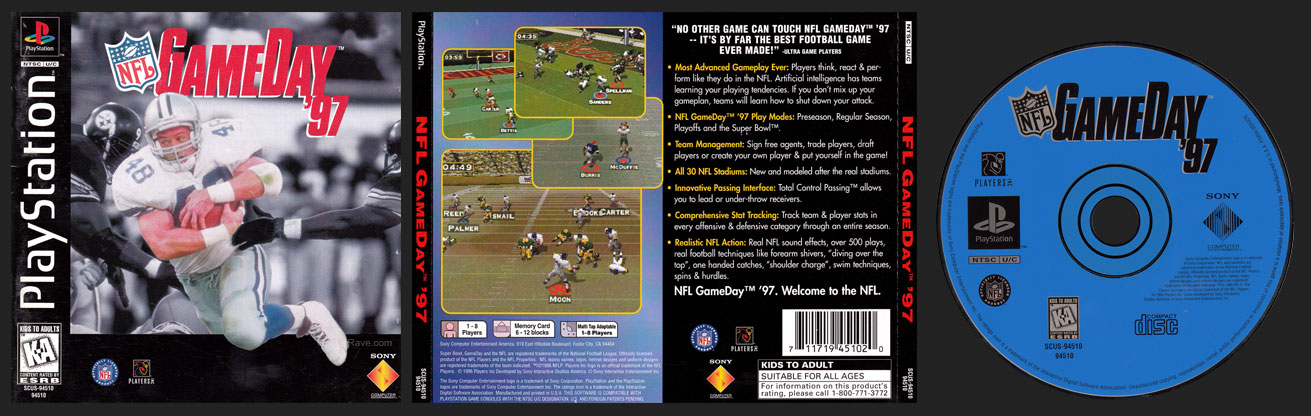 PSX PlayStation NFL Game Day ’97 Black Label Retail Release
