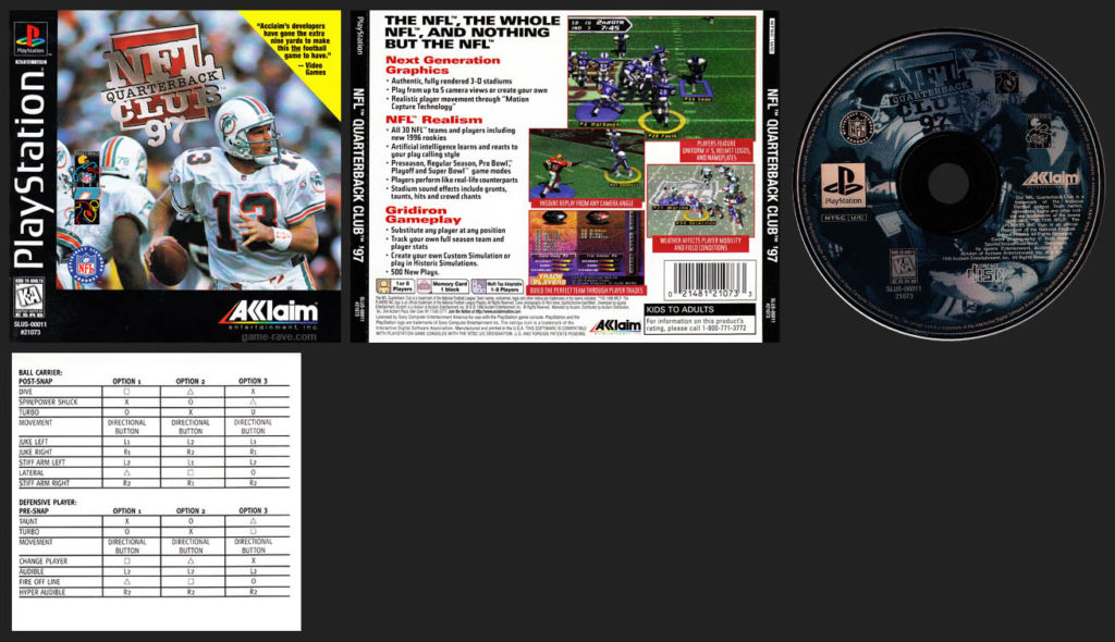PSX PlayStation NFL Quarterback Club '97 Black Label Retail Release with Poster