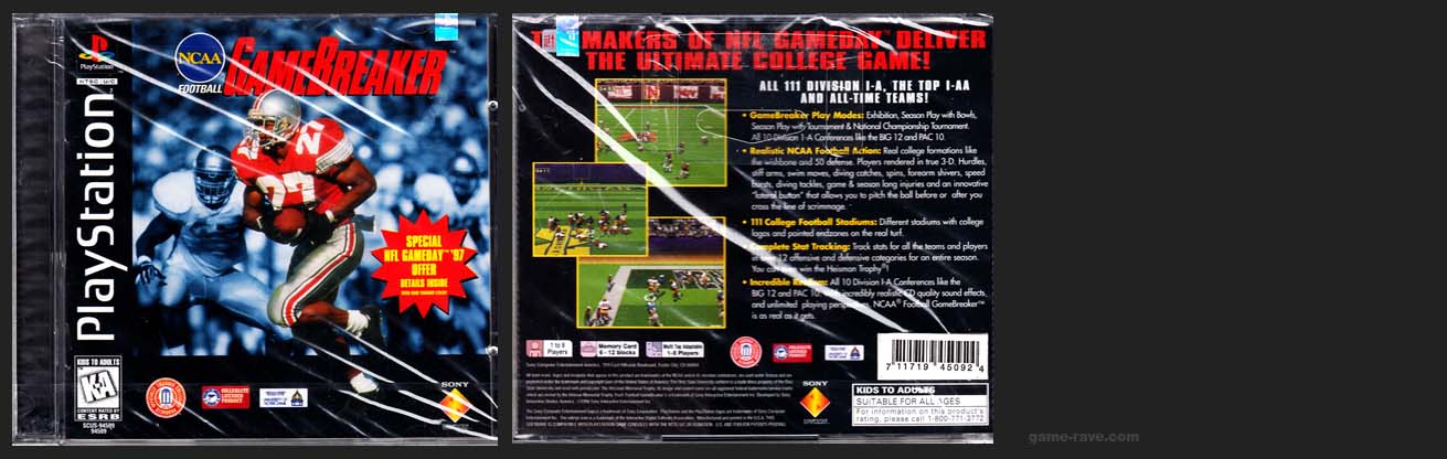 PSX PlayStation NCAA Football GameBreaker Corrected Barcode Sticker