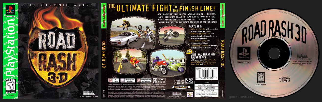 PSX PlayStation Road Rash 3D Greatest Hits