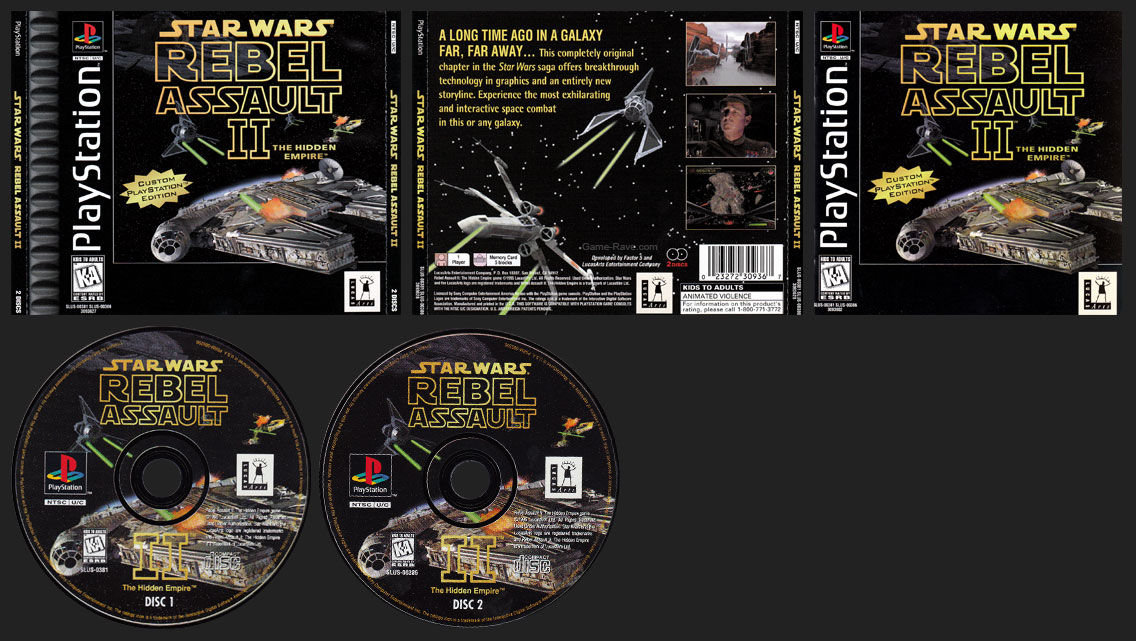PSX PlayStation Star Wars: Rebel Assault II - The Hidden Empire Black Label Retail Release 