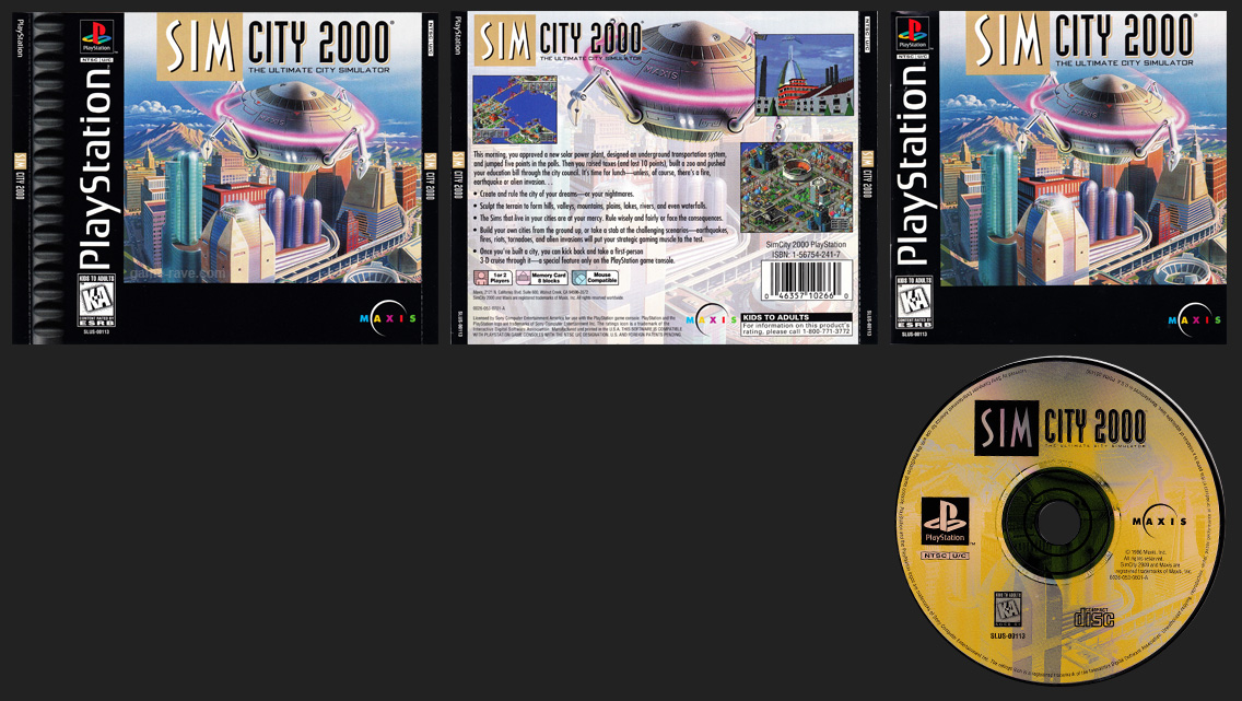 PSX PlayStation Sim City 2000 Black Label Double Jewel Case Release