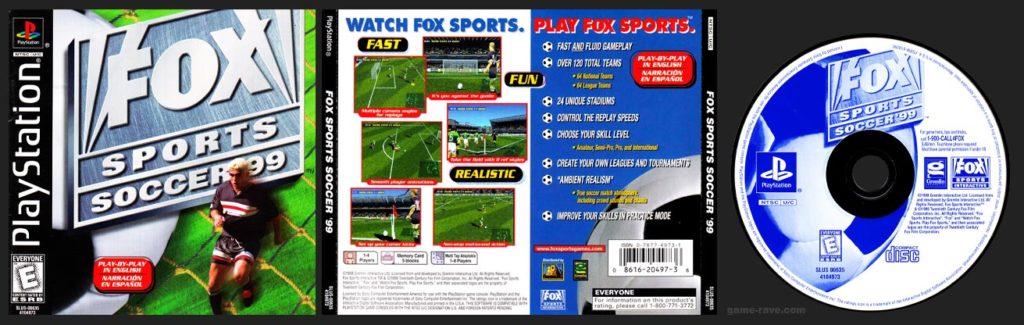 PSX PlayStation Fox Sports Soccer '99 Black Label Retail Release