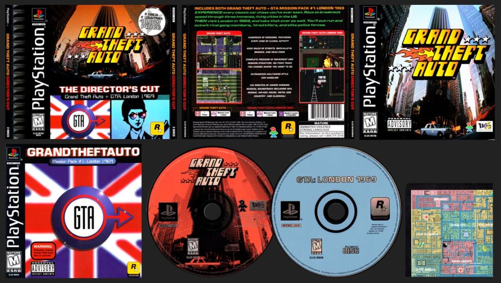 PSX PlayStation Grand Theft Auto Director's Cut Black Label Double Jewel Case Retail Release
