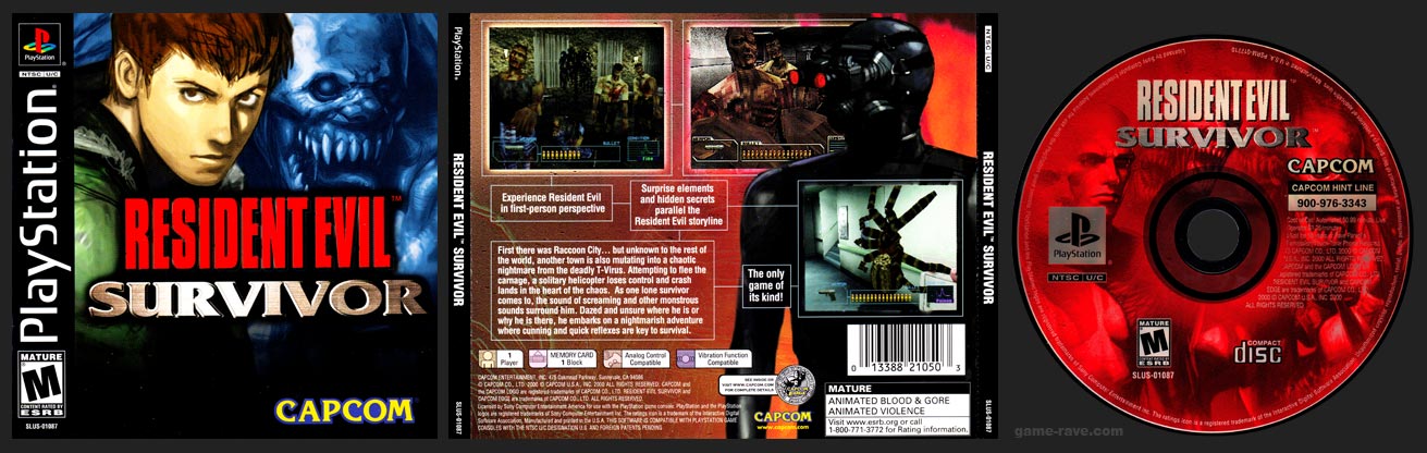 PSX PlayStation Resident Evil Survivor Black Label Retail Release