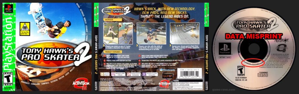 PSX PlayStation Tony Hawk's Pro Skater 2 Action Bass Misprint