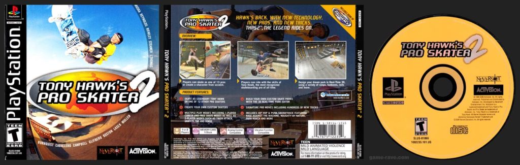 PSX PlayStation Tony Hawk's Pro Skater 2 Miscut Black Label Retail Release