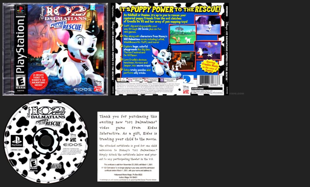 PSX PlayStation 102 Dalmatians Puppies to the Rescue Black Label Retail Release