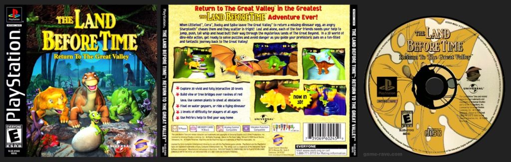 PSX PlayStation The Land Before Time Return To The Great Valley Black Label Retail Release