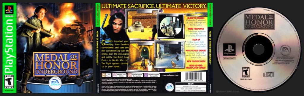 PSX PlayStation Medal of Honor Underground Greatest Hits Release