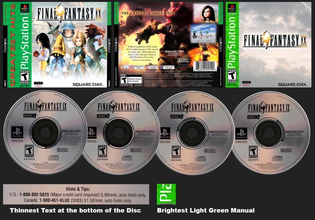 PSX PlayStation Final Fantasy IX Greatest Hits Square-Enix Store Version 1