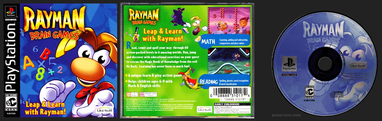 PSX PlayStation Rayman Brain Games Sticker Corrected Version