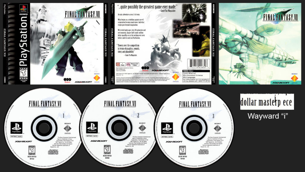 PSX PlayStation Final Fantasy VII ESRB Corrected with Plain Masterpiece