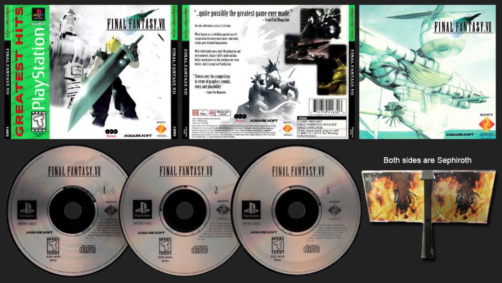 PSX PlayStation Final Fantasy VII Greatest Hits Double Sephiroth Inserts