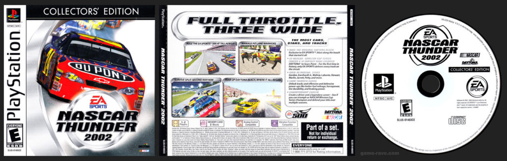 PSX PlayStation NASCAR Thunder 2002 Collector's Edition White Label Release