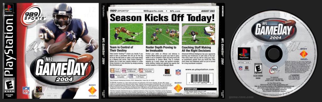 PSX PlayStation NFL GameDay 2004 Black Label Retail Release