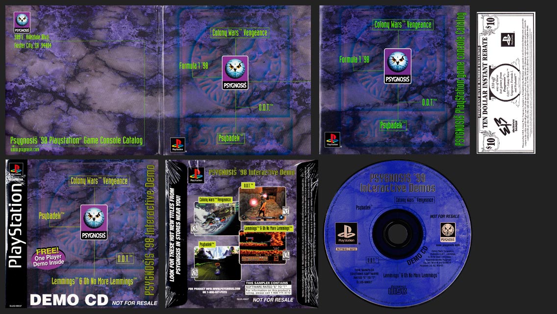 PSX PlayStation Demo Psygnosis '98 Interactive Demo