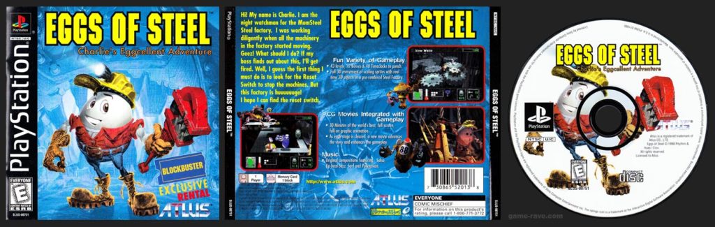 PSX PlayStation Eggs of Steel Blockbuster Rental Release