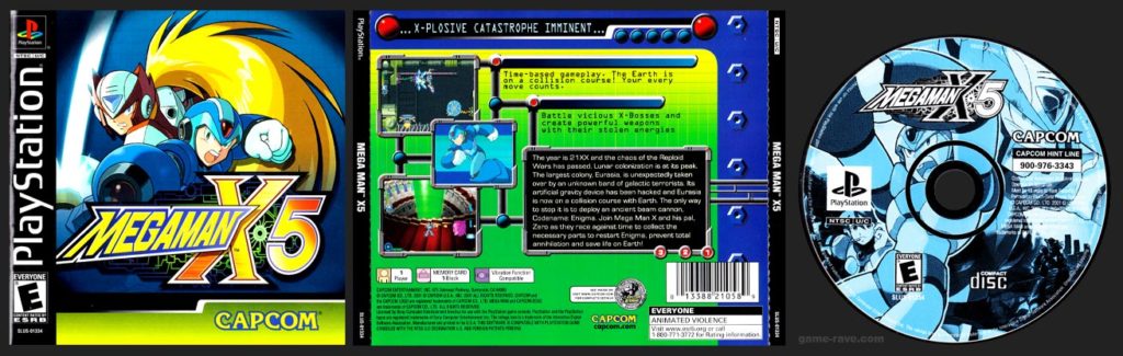 PSX PlayStation Mega Man X5 Black Label Retail Release White Disc Version