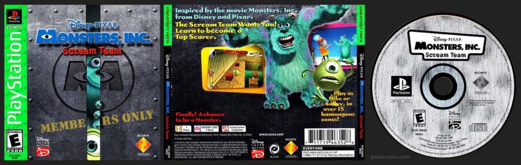 PSX PlayStation Disney / Pixar Monsters Inc Scream Team Greatest Hits Variant
