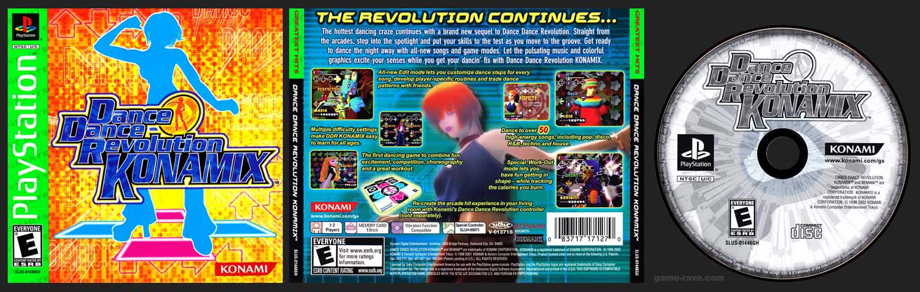 PSX PlayStation Dance Dance Revolution Konamix Greatest Hits No Ring Green Label Release