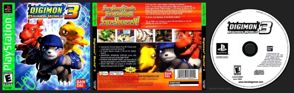 PSX Digimon World 3 Greatest Hits Green Label Release