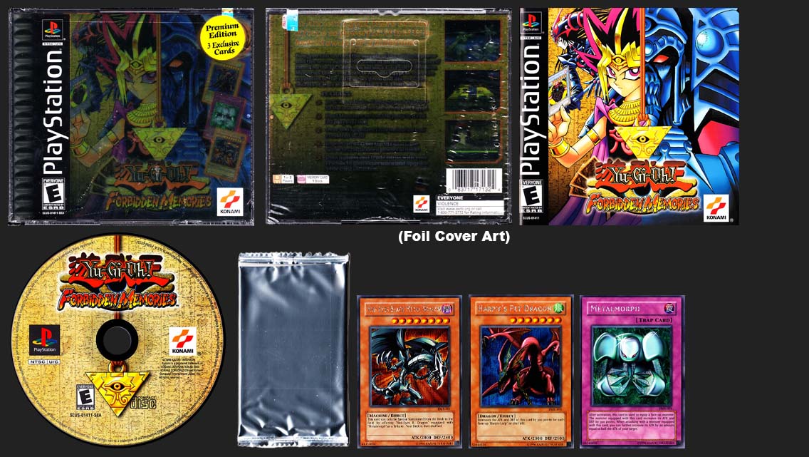 PlayStation PSX Yu-Gi-Oh Forbidden Memories Collectors Edition Foil with 3 Cards