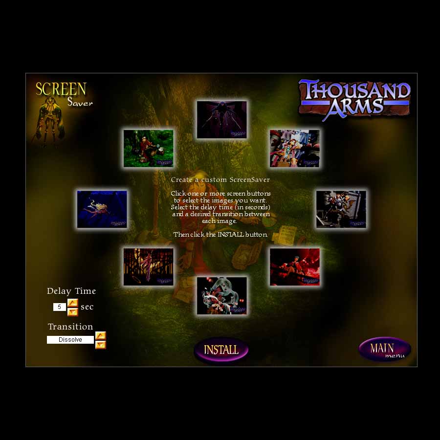 PSX Thousand Arms Soundtrack Mail Away CD Screenshot 4 Screen Saver Install Screen
