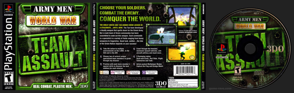 PlayStation PSX Army Men World War Team Assault 1 Ring Hub Black Label Release