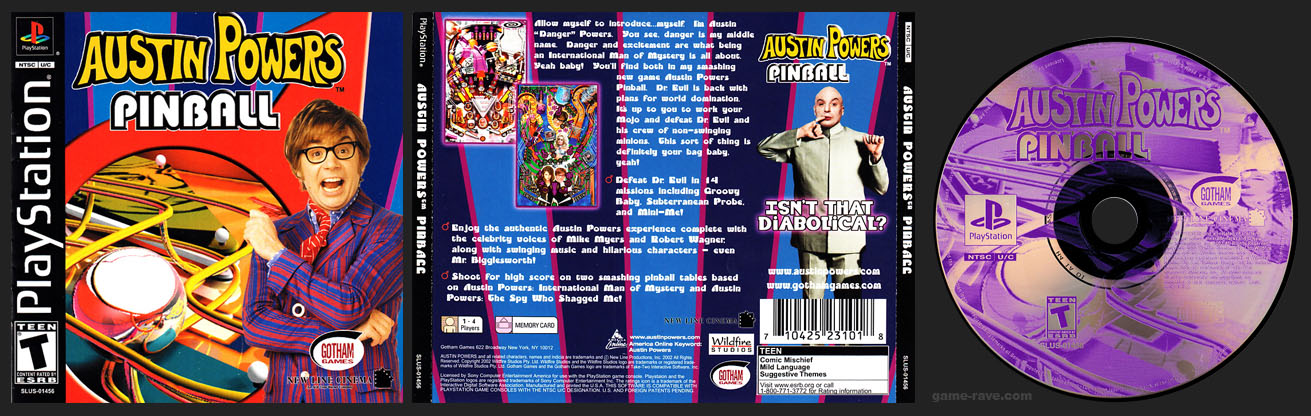 PlayStation PSX Austin Powers Pinball No Ring Hub Black Label Release