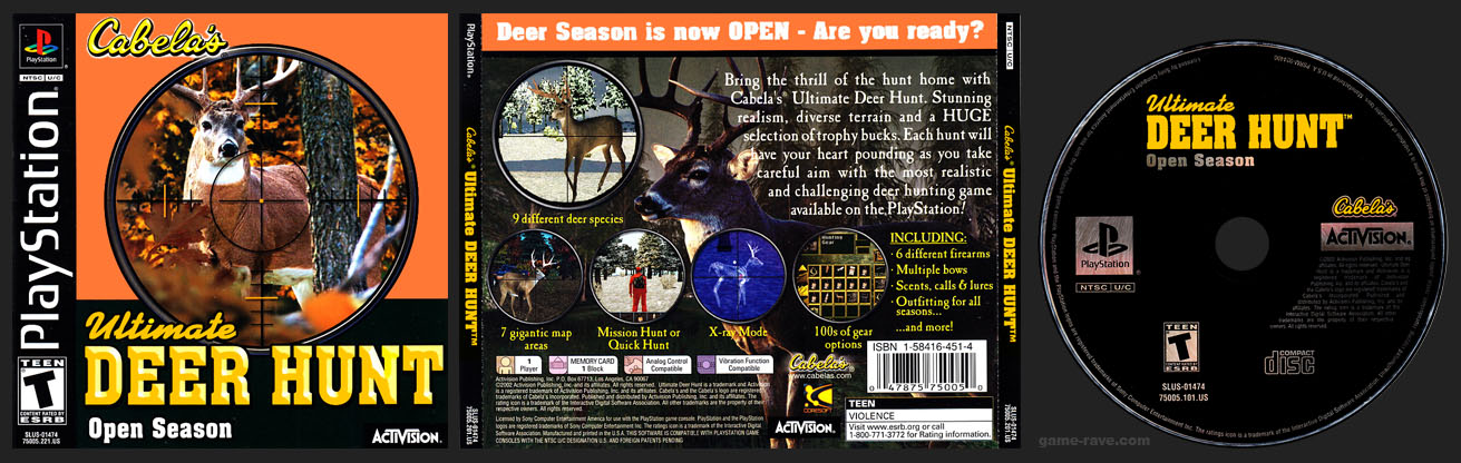 PlayStation PSX Cabela's Ultimate Deer Hunt No Hub Black Label Retail Release