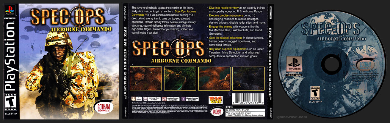 PlayStation PSX Spec Ops Airborne Commando No Hub Retail Release
