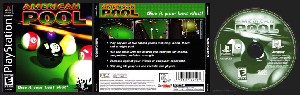 PlayStation PSX American Pool No Ring Hub Black Label Retail Release