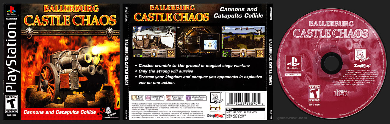 PlayStation PSX Ballerburg Castle Chaos No Ring Hub Black Label Retail Release