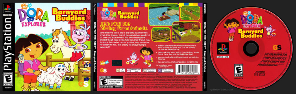 PlayStation PSX Dora the Explorer Barnyard Buddies No Ring Hub Black Label Retail Release