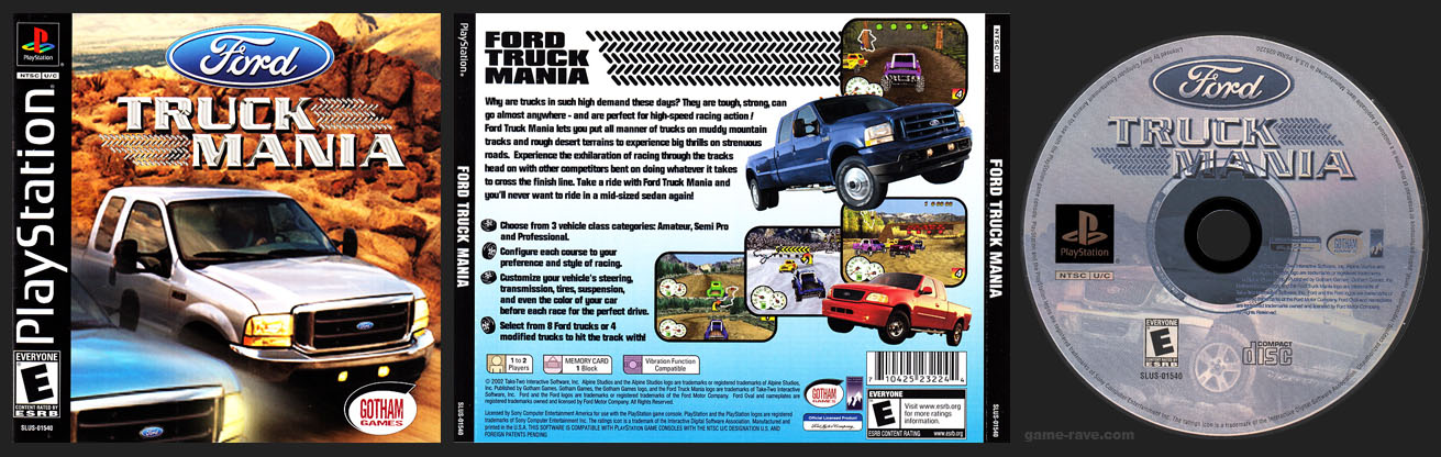 PlayStation PSX Ford Truck Mania No Ring Hub Black Label Retail Release