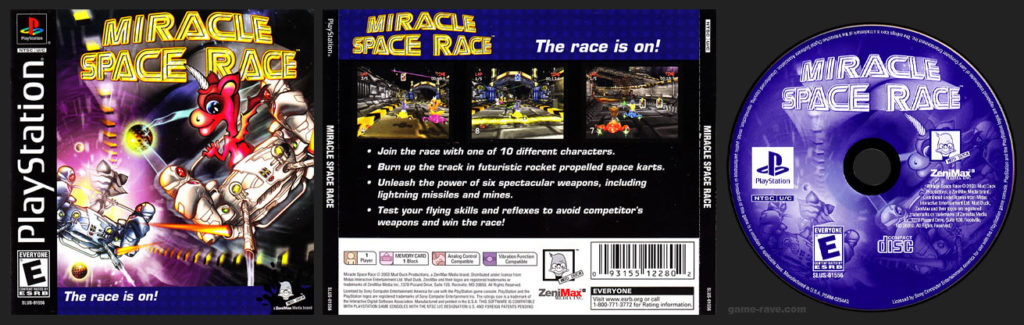 PlayStation PSX Miracle Space Race No Ring Hub Black Label Retail Release
