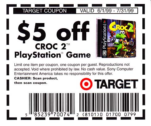 PSX PlayStation Demo Croc 2 Target Coupon Sticker