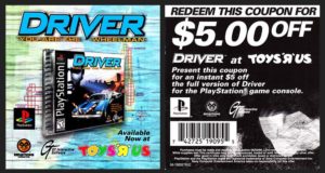 PlayStation PSX Demo Driver Toys R Us Coupon Both Sides
