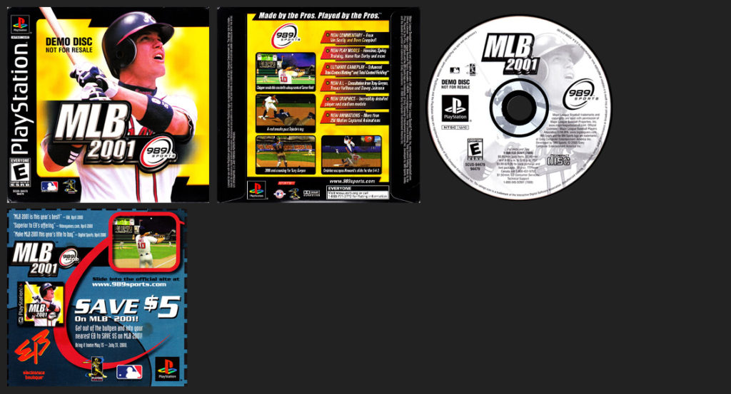 PlayStation PSX Demo MLB 2001 1 Ring Hub Cardboard Sleeve Release
