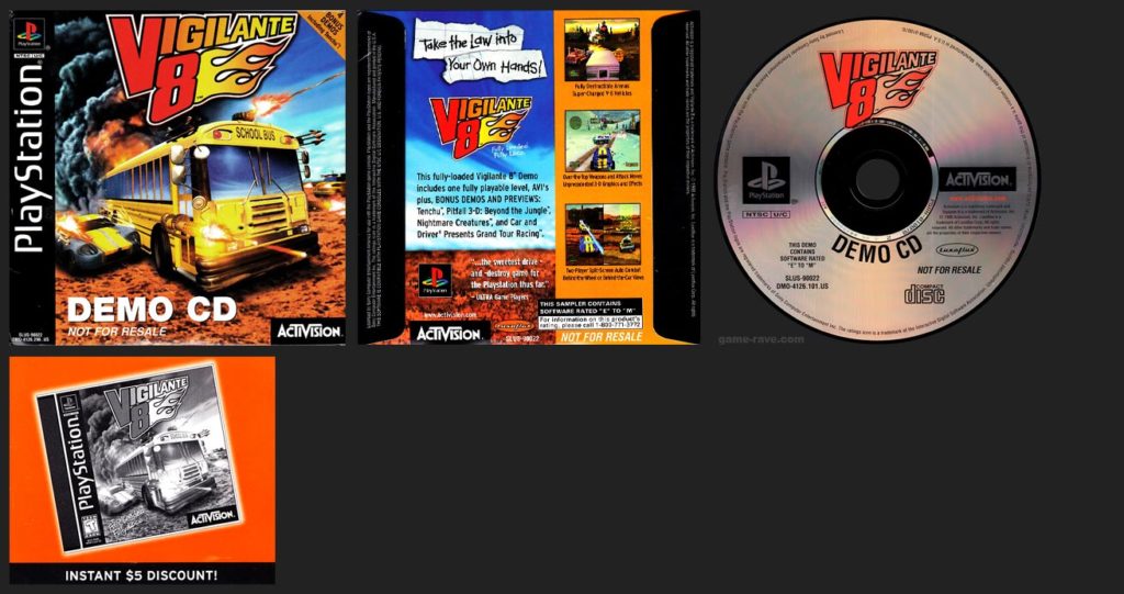 PSX PlayStation Vigilante 8 Demo CD with Coupon