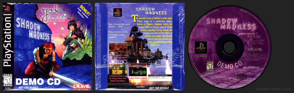 PlayStation PSX Demo Shadow Madness with Jade Cocoon Cardboard Sleeve Release