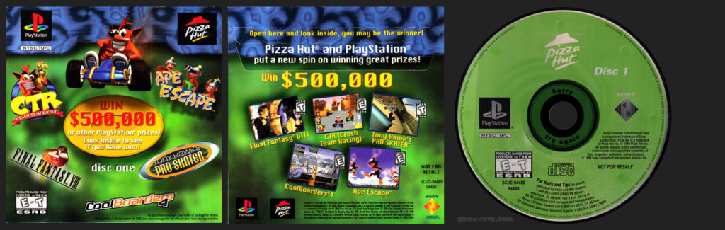 PSX PlayStation Pizza Hut Demo Disc One 1-Ring Variant