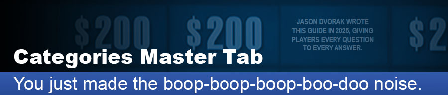 PSX PlayStation Jeopardy Guide Categories Tab Header