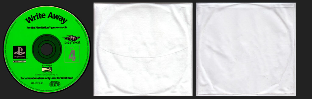 PSX PlayStation Lightspan Write Away Disc 4 Plastic Sleeve